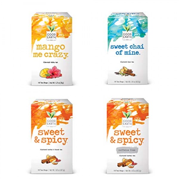 Good Earth Tea, 4 Flavor Variety Pack, 18 Tea Bags, 4 Count Pac