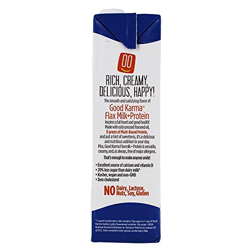 Good Karma Non Dairy Vanilla Flaxmilk 32 Oz Carton Vegan Prote