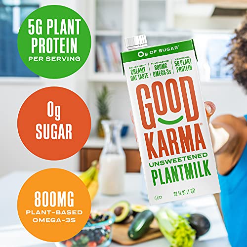 Good Karma Plantmilk, Unsweetened, Made With Oats, Flax &Amp; Peas,