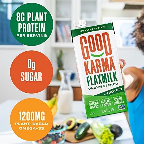 Good Karma Plant-Powered Flaxmilk, Unsweetened, 32 Oz. Carton P