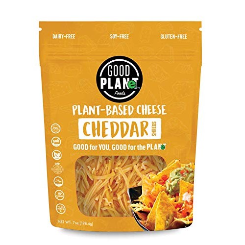 Good Planet Foods, Vegan, Plant-Based Cheddar Cheese Shreds, Soy