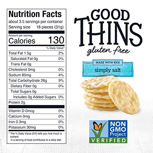 Good Thins Simply Salt Rice Snacks Gluten Free Crackers, 3.5 Oz
