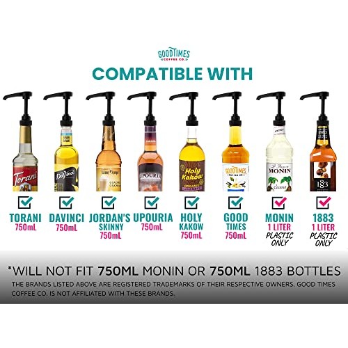 Black Coffee Syrup Pump for 750ml Bottles Pack of 4 - Fits Upo...