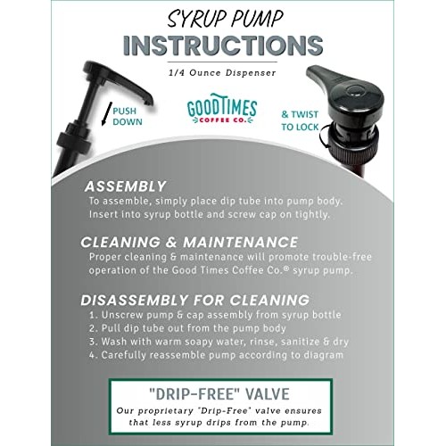 Black Coffee Syrup Pump for 750ml Bottles Pack of 4 - Fits Upo...