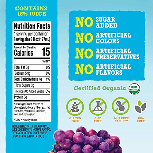 Good2Grow Organic Low Sugar Grape Juice Refill, 24-Pack Of 6-Oun