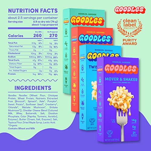 Goodles Mac & Cheese Assortment 4 Pack, 6oz - 14g Protein, 6g Fi...