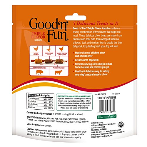 Goodnfun Triple Flavored Rawhide Kabobs For Dogs, 24 Oz | 36 C