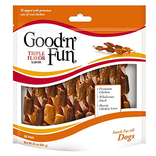 Goodnfun Triple Flavored Rawhide Kabobs For Dogs, 24 Oz | 36 C