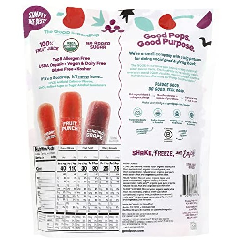 GOODPOP Organic Assorted Freezer Pops 20 Count, 30 FZ