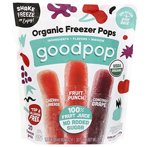 GOODPOP Organic Assorted Freezer Pops 20 Count, 30 FZ