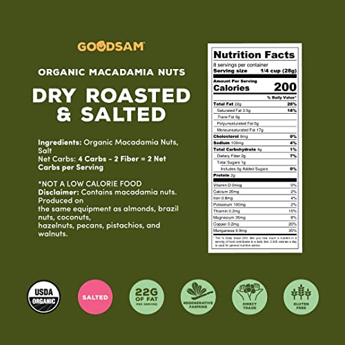 Goodsam Organic Macadamia Nuts, Halves And Whole Blend, Non Gmo,