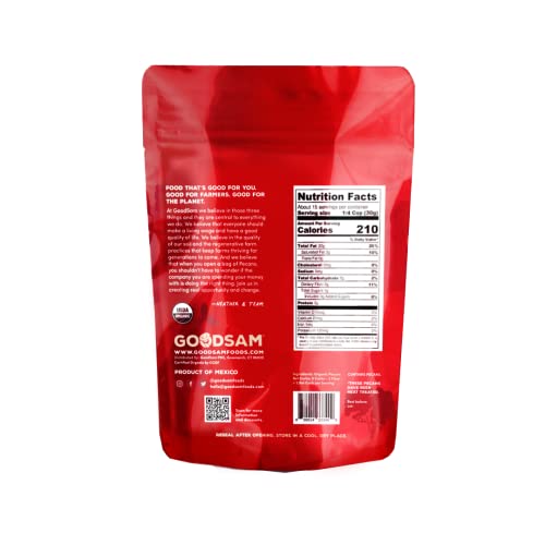 GoodSAM Organic Raw Pecan Halves, Non-GMO, Direct trade, Vegan, ...
