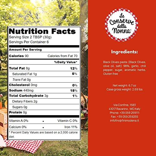Della Nonna Black Olive Tapenade - Italian Black Olive Spread, H...
