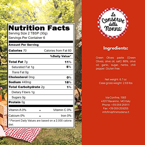 Della Nonna Green Olive Tapenade - Italian Green Olive Spread, H...