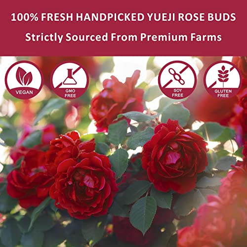 Goofoo Yueji Edible Dried Rose Buds, Whole Roses Loose Leaf, Pre...