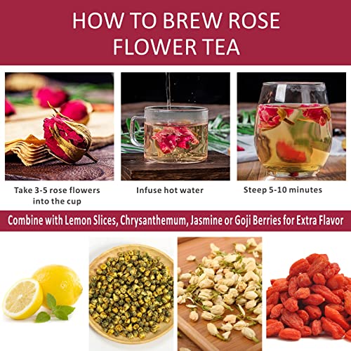 Goofoo Yueji Edible Dried Rose Buds, Whole Roses Loose Leaf, Pre...