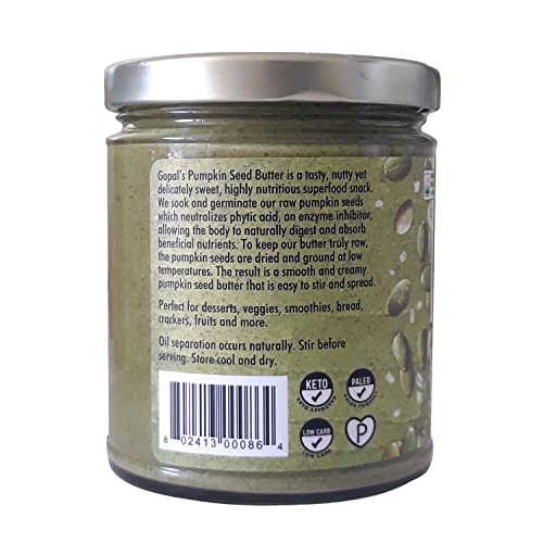 Gopal’s Sprouted Organic Raw Pumpkin Seed Butter, USDA Organic a...