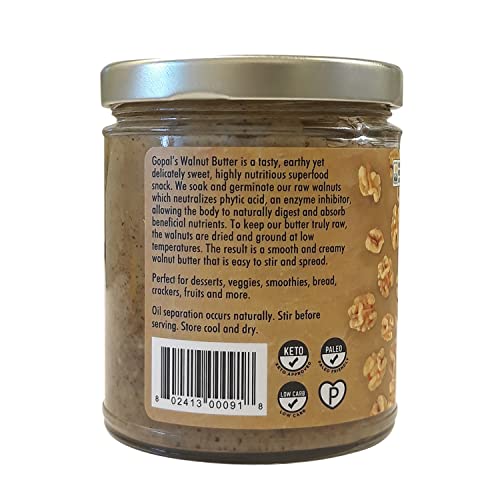 Gopal’s Sprouted Organic Raw Walnut Butter, 100% Gluten-Free (Un...