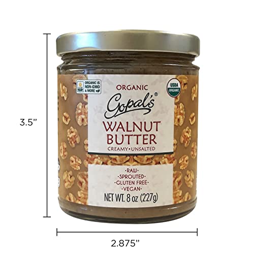 Gopal’s Sprouted Organic Raw Walnut Butter, 100% Gluten-Free (Un...