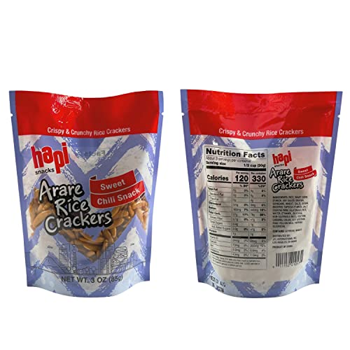 Hapi Arare Sweet Chili Bits Rice Crackers 3oz Snack Bag 2 Pack...