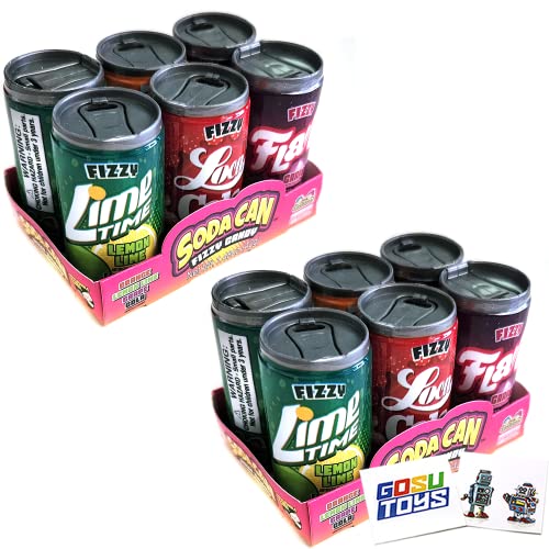 Kidsmania Soda Can Fizzy Candy 2 Pack Orange, Lemon Lime, Grap...