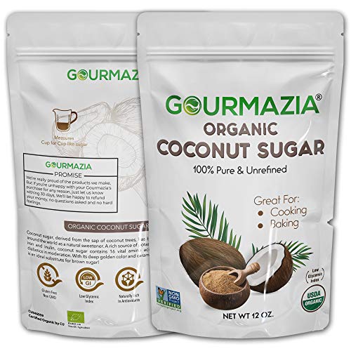Gourmazia Coconut Sugar Organic Raw Unrefined Granulated Brown S