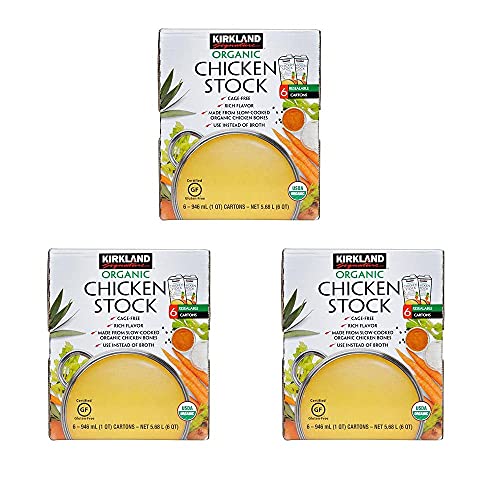 Kirkland Signature Organic Chicken Stock, 3 Pack Six 32 Oz Rese