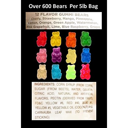 Gummi Gummy Bears Albanese 12 Flavors-Bulk Candy 5Lb Bag With Ne