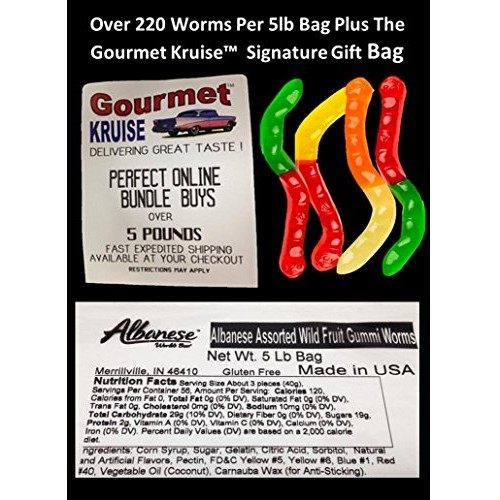 Gummi Gummy Worms Fruit Flavor Albanese - Bulk Candy 5Lb Bag Wit