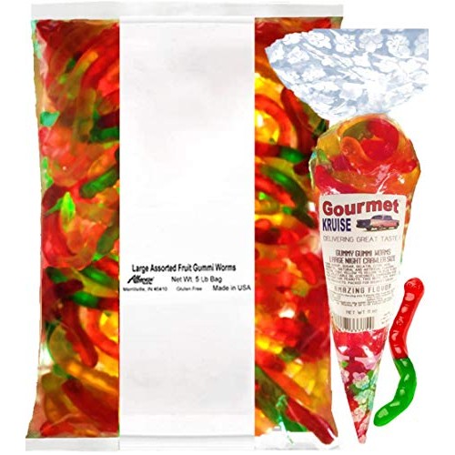 Gummi Gummy Worms Fruit Flavor Albanese - Bulk Candy 5Lb Bag Wit