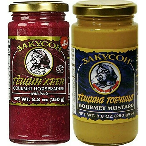 Zakuson Gourmet Horseradish with Beets & Zakuson Hot Mustard Com...