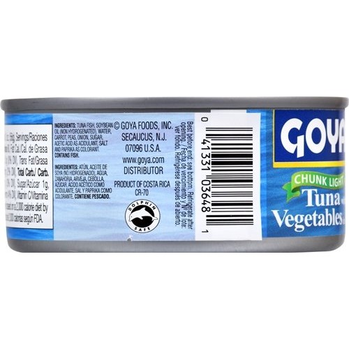 Goya Foods Chunk Light Tuna With Vegetables, Wild Caught, 4.94 O