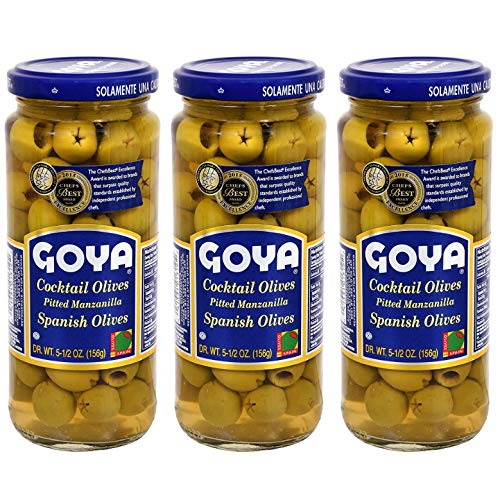 Goya Cocktail Olives Pitted Manzanilla Spanish Olives 3 Pack, T