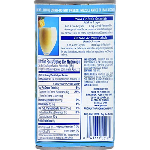 Goya Crema De Coco - Cream Of Coconut 6 Pack, Total Of 90Oz