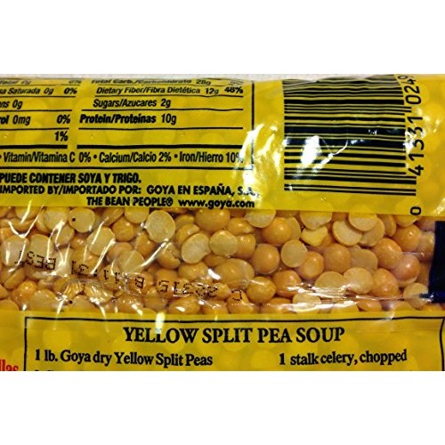 Goya Dried Yellow Split Peas - Four 1 Lb Bags - Soup - Recipe On