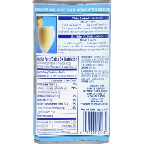 Goya Foods Cream Of Coconut, 15-Ounce Pack Of 24