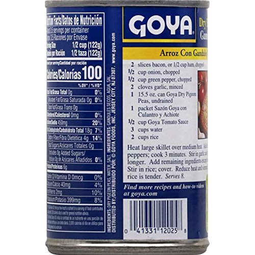 Goya Foods Dry Pigeon Peas, 15.5 Ounce Pack Of 24