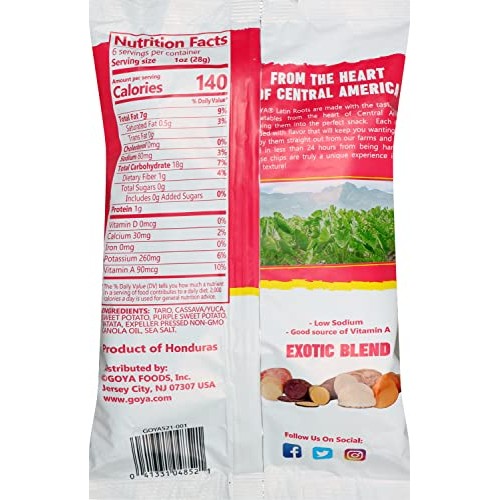 Goya Foods Exotic Blend With Sea Salt Latin Roots Chips, 6 Ounce...