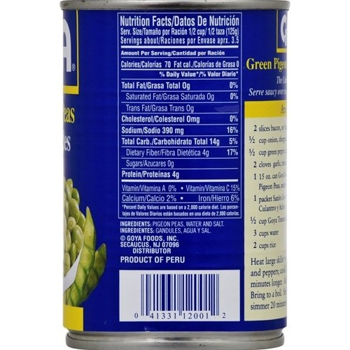 Goya Foods Green Pigeon Peas In Can, 15-Ounce Pack Of 24