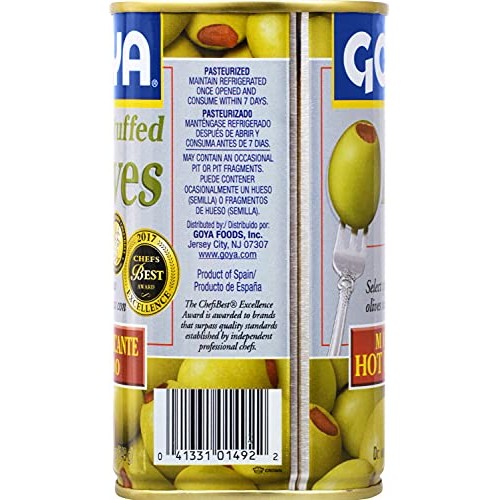 Goya Foods Manzanilla Olives Stuffed With Hot Peppers, 5.25 Ounc
