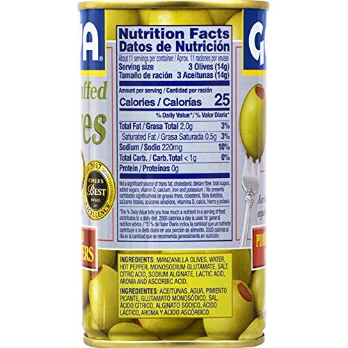 Goya Foods Manzanilla Olives Stuffed With Hot Peppers, 5.25 Ounc