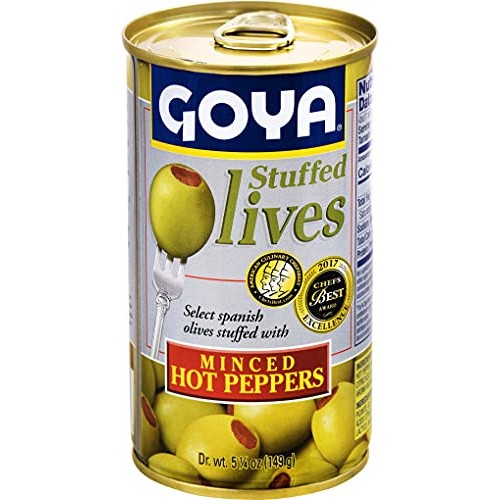 Goya Foods Manzanilla Olives Stuffed With Hot Peppers, 5.25 Ounc