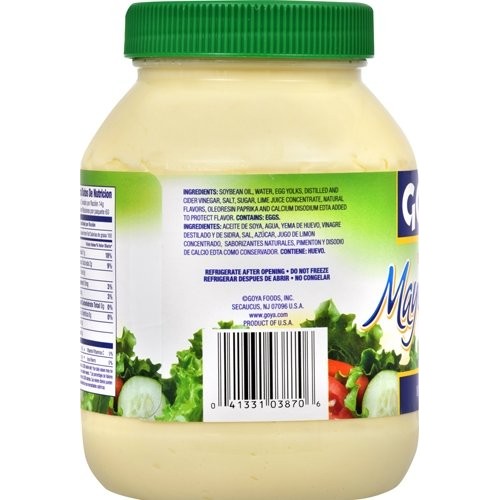Goya Foods Mayonnaise with Lime, 30 Ounce Pack of 12 Goya Foods Mayonnaise with Lime, 30 Ounce Pack of 12