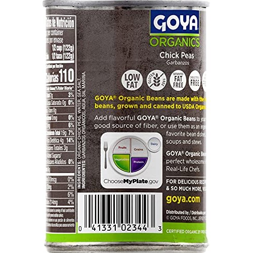 Goya Foods Organic Chick Peas, Garbanzo Beans, 15.5 Ounce Pack ...