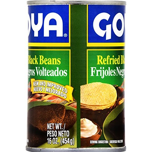 Goya Foods Refried Black Beans Frijoles Negros Volteados, 16-O