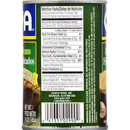 Goya Foods Refried Black Beans Frijoles Negros Volteados, 16-O