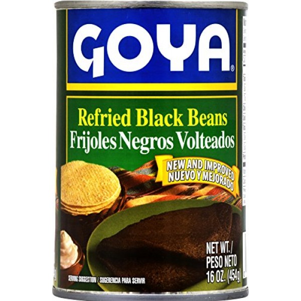 Goya Foods Refried Black Beans Frijoles Negros Volteados, 16-O...