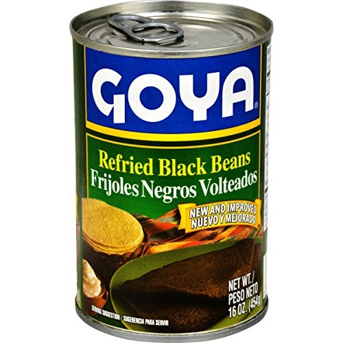 Goya Foods Refried Black Beans Frijoles Negros Volteados, 16-O