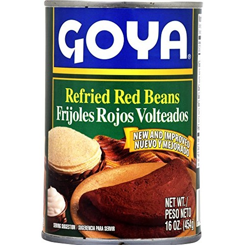 Goya Foods Refried Red Beans Frijoles Rojos Volteados, 16-Ounc