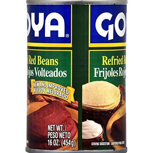 Goya Foods Refried Red Beans Frijoles Rojos Volteados, 16-Ounc